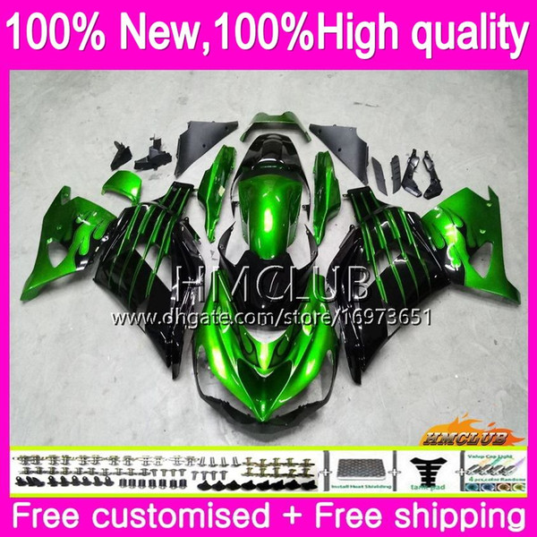 100%Fit Injection For KAWASAKI ZX 14R 1400 ZX14R 06 07 08 09 10 11 72HM.0 ZZR1400 ZX-14R 2006 2007 2008 2009 2010 2011 Fairing Green black