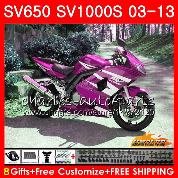 Body For SUZUKI SV650S SV1000S 03 09 10 11 12 13 Kit 22HC.112 SV 650S 1000S SV650 1000 S 2003 2009 2010 2011 2012 2013 glossy pink Fairing