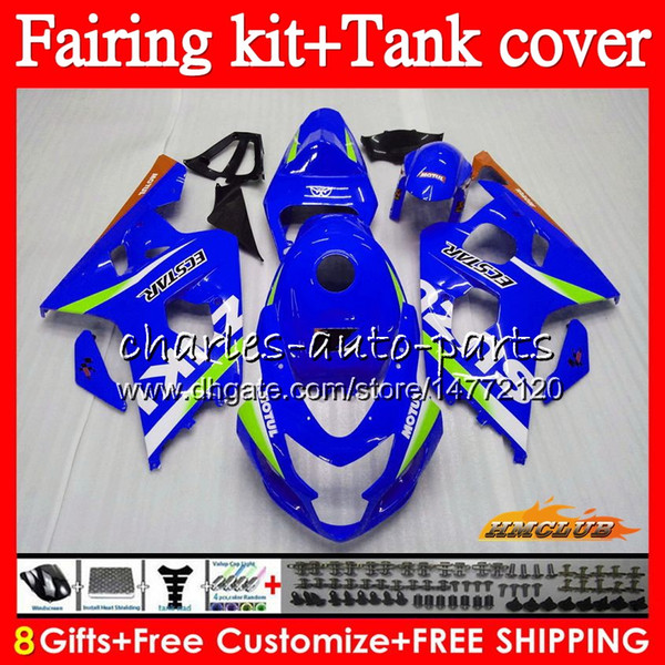 Body+Tank For SUZUKI GSX R750 GSX-R600 GSXR600 600CC 04 05 66HC.0 GSXR-750 GSXR 750 600 CC K4 750CC GSXR750 2004 2005 Fairing Factory blue