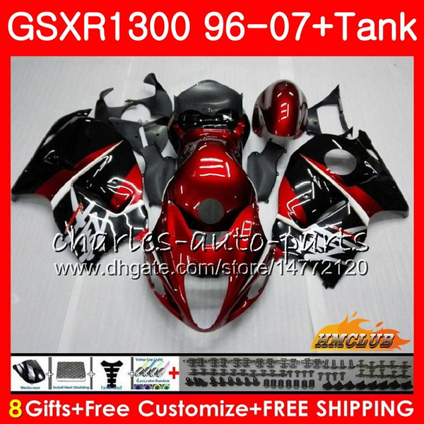 Body For SUZUKI Hayabusa GSXR 1300 GSXR1300 96 02 03 04 05 06 07 dark red blk 24HC.7 GSX R1300 1996 2002 2003 2004 2005 2006 2007 Fairing