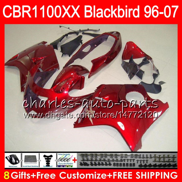 Body For HONDA Blackbird CBR1100 XX CBR1100XX 02 03 04 05 06 07 81NO56 CBR 1100 XX 1100XX 2002 2003 gloss red 2004 2005 2006 2007 Fairing