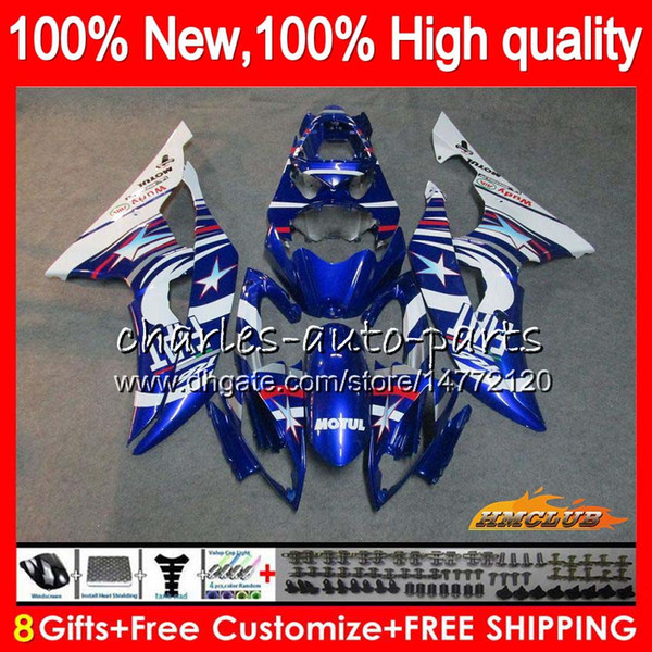 Body For YAMAHA YZF600 YZF R6 YZF-R6 blue factory 2008 2016 68HC.154 YZF 600 R 6 CC 600CC YZF-600 YZFR6 08 09 10 11 12 13 14 15 16 Fairings