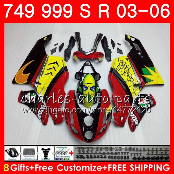 Body For DUCATI 749-999 749S 999S 749 999 03 04 05 06 Bodywork 105HM.0 749 S 999 R 749R 999R 2003 2004 2005 2006 Fairing kit Shark Red New