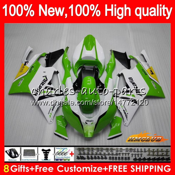 Body For Aprilia RSV1000R Mille RV60 RSV1000 R RR 03 04 05 06 62HC.6 green white RSV1000RR RSV 1000 R 1000R 2003 2004 2005 2006 Fairings