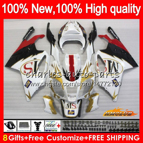 Body For Aprilia RSV1000R Mille RV60 RSV1000 R RR 03 04 05 06 62HC.12 RSV1000RR white golden RSV 1000 R 1000R 2003 2004 2005 2006 Fairings