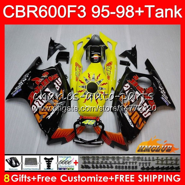 Body +Tank For HONDA CBR 600F3 600CC CBR600 F3 95 96 97 98 41HC.42 CBR 600 FS F3 CBR600FS CBR600F3 1995 1996 1997 Hot Repsol 1998 Fairing