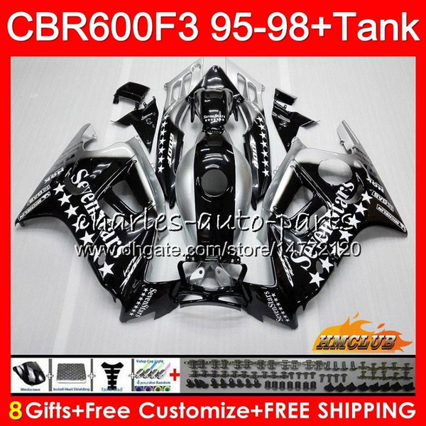 Body +Tank For HONDA CBR 600F3 600CC CBR600 F3 Sevenstars 95 96 97 98 41HC.124 CBR 600 FS F3 CBR600FS CBR600F3 1995 1996 1997 1998 Fairing