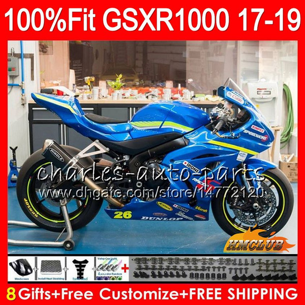 Injection For SUZUKI GSX R1000 GSX-R1000 GSXR 1000 17 18 19 17HC.22 L7 L8 GSXR-1000 K17 factory blue hot GSXR1000 202220222022Fairing kit