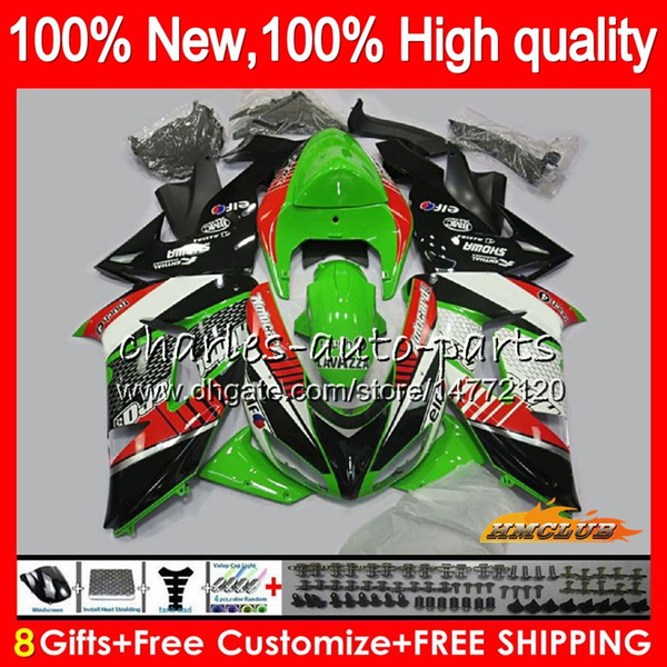 Body For KAWASAKI ZX 10 R ZX-1000 green black hot ZX-10R 06 07 Bodywork 44HC.8 ZX1000 CC ZX10R 06 07 ZX 1000CC ZX 10R 2006 2007 Fairing kit