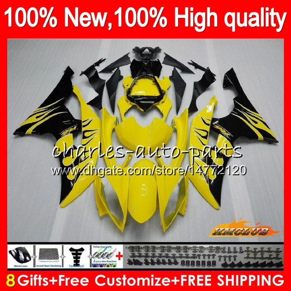 Body For YAMAHA YZF600 YZF R6 YZF-R6 2008 2016 68HC.3 black flames YZF 600 R 6 CC 600CC YZF-600 YZFR6 08 09 10 11 12 13 14 15 16 Fairings