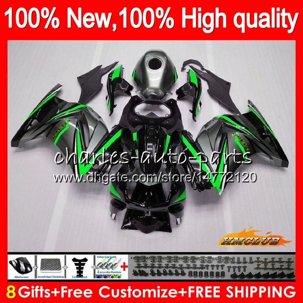 Body For KAWASAKI ZX-250R green grey hot EX250R 2008 2009 2010 2011 2012 13HC.68 EX250 EX-250 ZX 250R EX 250 ZX250R 08 09 10 11 12 Fairings