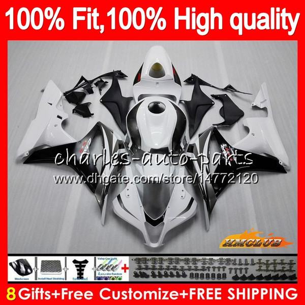 100%Fit Injection For HONDA CBR 600 RR CC 600RR 600F5 CBR600RR F5 07 08 67HC.16 white glossy CBR600F5 600CC CBR600 RR 2007 2008 OEM Fairing