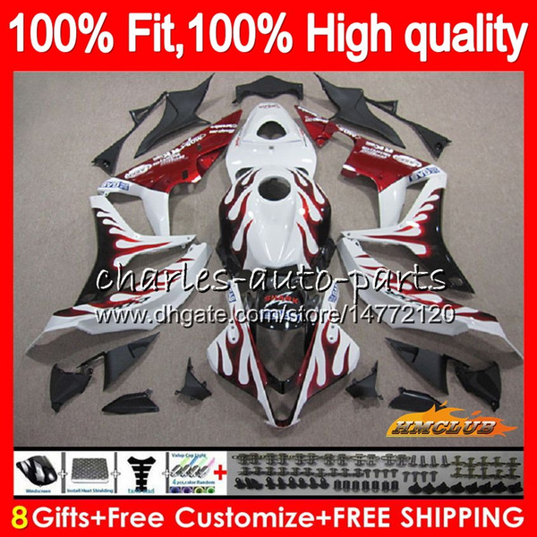 100% Fit Injection For HONDA red flames CBR600 CBR 600 RR CC 600RR 600F5 67HC.153 CBR600F5 CBR600RR 600CC F5 07 08 2007 2008 OEM Fairings