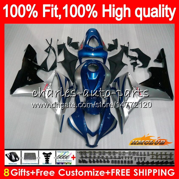 100%Fit Injection For HONDA CBR 600 RR CC 600RR 600F5 CBR600RR F5 07 08 67HC.15 CBR600F5 600CC CBR600 RR 2007 2008 OEM Fairing silvery blue