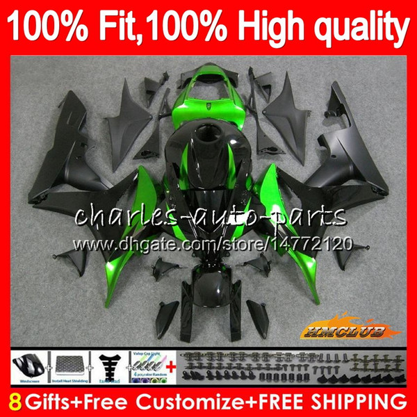 100%Fit Injection For HONDA CBR 600 RR CC 600RR 600F5 CBR600RR F5 07 08 67HC.99 green black CBR600F5 600CC CBR600 RR 2007 2008 OEM Fairing