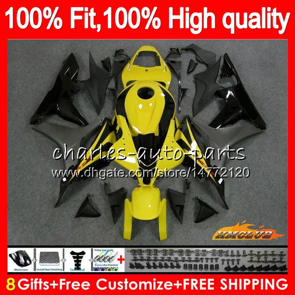 OEM Injection For HONDA CBR600 CBR 600 RR CC 600RR yellow grey 2007 2008 67NO.100 CBR600RR CBR600F5 600F5 600CC F5 07 08 Fairing 100% Fit