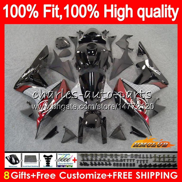 100%Fit Injection For HONDA red black hot CBR 600 RR CC 600RR 600F5 CBR600RR F5 07 08 67HC.82 CBR600F5 600CC CBR600 RR 2007 2008 OEM Fairing