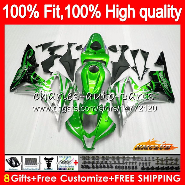 Injection For HONDA green silvery CBR600RR CBR600 CBR 600 RR CC 2007 08 67NO.130 100%Fit CBR600F5 600RR CBR 600F5 600CC F5 07 2008 Fairings