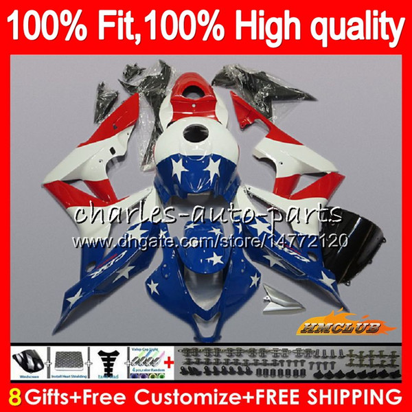 100% Fit Injection For HONDA blue red hot CBR600 CBR 600 RR CC 600RR 600F5 67HC.152 CBR600F5 CBR600RR 600CC F5 07 08 2007 2008 OEM Fairings