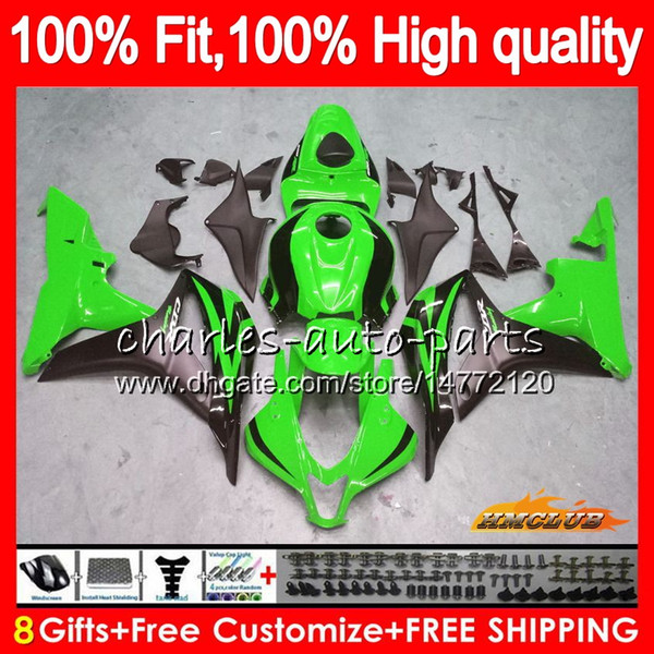 100%Fit Injection green hot For HONDA CBR 600 RR CC 600RR 600F5 CBR600RR F5 07 08 67HC.128 CBR600F5 600CC CBR600 RR 2007 2008 OEM Fairing