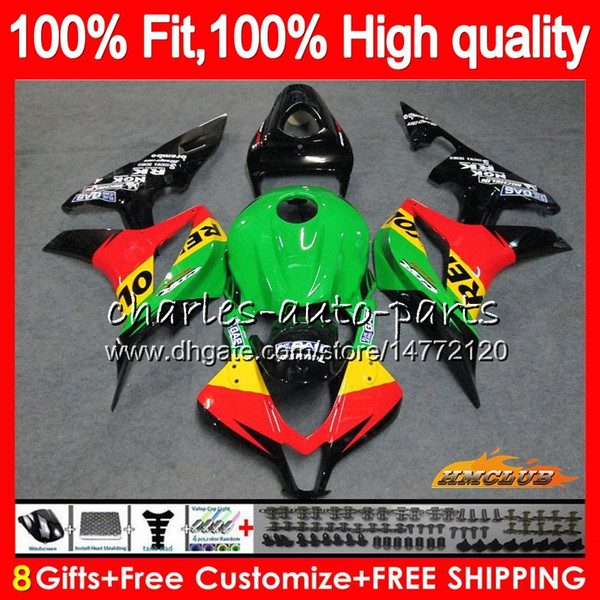 OEM Injection For HONDA CBR600 Repsol green CBR 600 RR CC 600RR 2007 2008 67NO.103 CBR600RR CBR600F5 600F5 600CC F5 07 08 Fairing 100% Fit