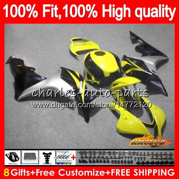 OEM Injection For HONDA yellow black CBR600 CBR 600 RR CC 600RR 2007 2008 67NO.118 CBR600RR CBR600F5 600F5 600CC F5 07 08 Fairing 100% Fit