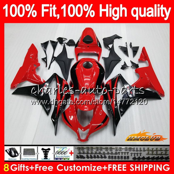 100% Fit Injection For HONDA CBR600 CBR 600 RR CC 600RR 600F5 hot red blk 67HC.170 CBR600F5 CBR600RR 600CC F5 07 08 2007 2008 OEM Fairings