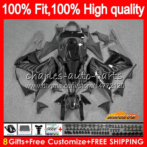 100% Fit Injection grey flames For HONDA CBR600 CBR 600 RR CC 600RR 600F5 67NO.60 CBR600F5 CBR600RR 600CC F5 07 08 2007 2008 OEM Fairings