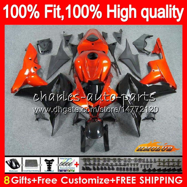 100%Fit Injection For HONDA CBR 600 RR CC 600RR 600F5 orange black CBR600RR F5 07 08 67HC.19 CBR600F5 600CC CBR600 RR 2007 2008 OEM Fairing