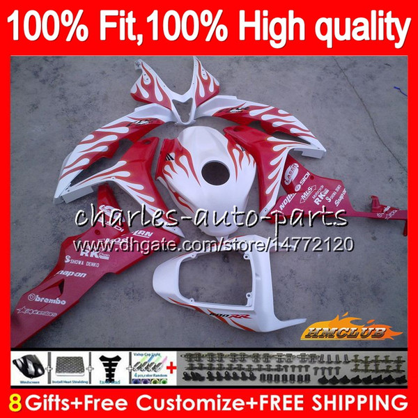 Injection For HONDA CBR600RR CBR600 CBR 600 RR CC 2007 08 67NO.127 100%Fit red flames CBR600F5 600RR CBR 600F5 600CC F5 07 2008 Fairings