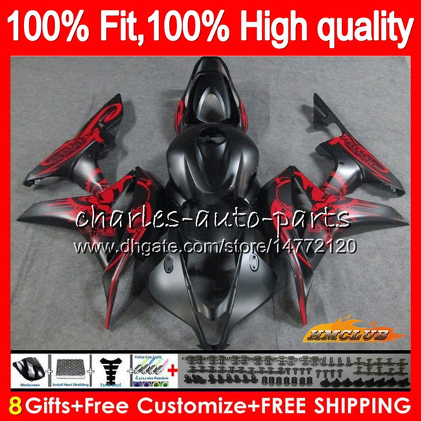 100%Fit Injection For HONDA CBR 600 RR CC 600RR 600F5 matte red CBR600RR F5 07 08 67HC.105 CBR600F5 600CC CBR600 RR 2007 2008 OEM Fairing