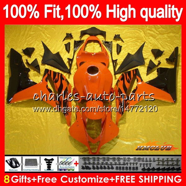 100%Fit Injection For HONDA CBR 600 RR CC 600RR 600F5 CBR600RR F5 orange black 07 08 67HC.143 CBR600F5 600CC CBR600 RR 2007 2008 OEM Fairing