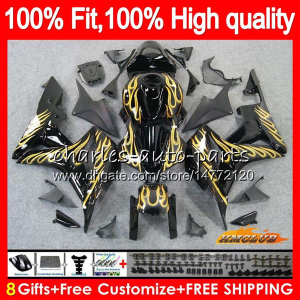 OEM Injection For HONDA CBR600 yellow flames CBR 600 RR CC 600RR 2007 2008 67NO.76 CBR600RR CBR600F5 600F5 600CC F5 07 08 Fairing 100% Fit