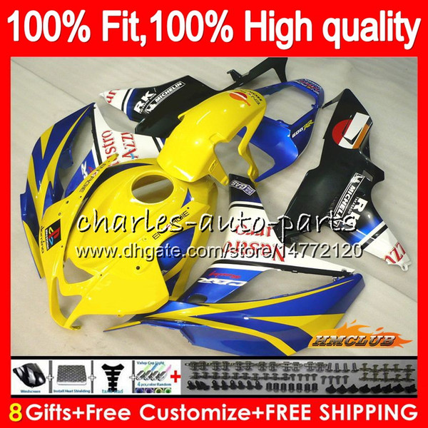 100% Fit Injection For HONDA CBR600 yellow blue hot CBR 600 RR CC 600RR 600F5 67NO70 CBR600F5 CBR600RR 600CC F5 07 08 2007 2008 OEM Fairings