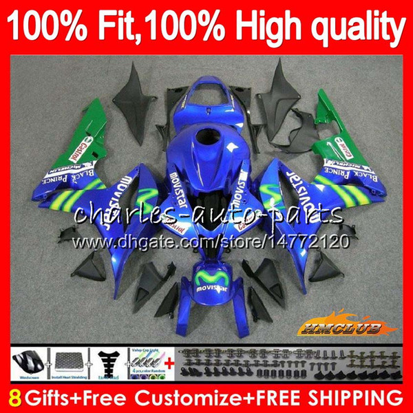 100%Fit Movistar Blue Injection For HONDA CBR 600 RR CC 600RR 600F5 CBR600RR F5 07 08 67HC.12 CBR600F5 600CC CBR600 RR 2007 2008 OEM Fairing