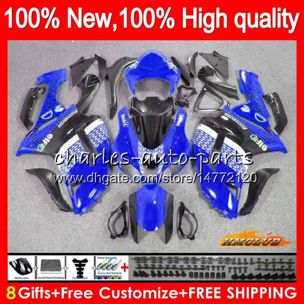 Bodys +8Gifts For KAWASAKI ZX 6R 6 R 600CC ZX636 07 08 34HC.106 ZX-636 ZX600 600 ZX6R 07 08 blue black ZX 636 ZX-6R 2007 2008 Fairing kit