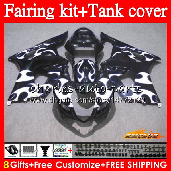 OEM Body +Tank For SUZUKI silver flames GSX R1000 GSXR-1000 GSXR1000 2003 2004 87HC.60 GSX-R1000 K3 03 Bodywork GSXR 1000 03 04 Fairings kit