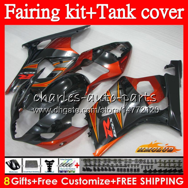 Body +Tank For SUZUKI GSXR-1000 GSX-R1000 GSXR1000 03 04 Bodywork 87HC.40 GSX R1000 K3 03 GSXR 1000 2003 2004 OEM Fairing kit orange black