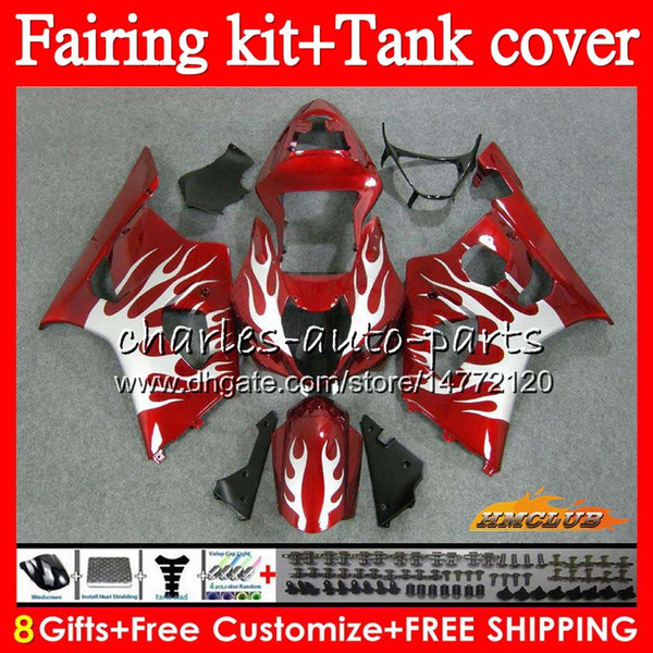 OEM Body +Tank For SUZUKI GSX R1000 GSXR-1000 GSXR1000 2003 2004 87HC.54 GSX-R1000 K3 03 Bodywork GSXR 1000 03 04 Fairings kit silver flames
