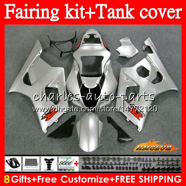 OEM Body +Tank For SUZUKI GSX R1000 GSXR-1000 GSXR1000 2003 2004 87HC.55 GSX-R1000 K3 03 Bodywork GSXR 1000 03 04 silvery gloss Fairings kit