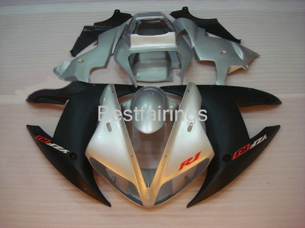 High quality Injection molding fairing kit for YAMAHA R1 2002 2003 silver black fairings YZF R1 02 03 FG36