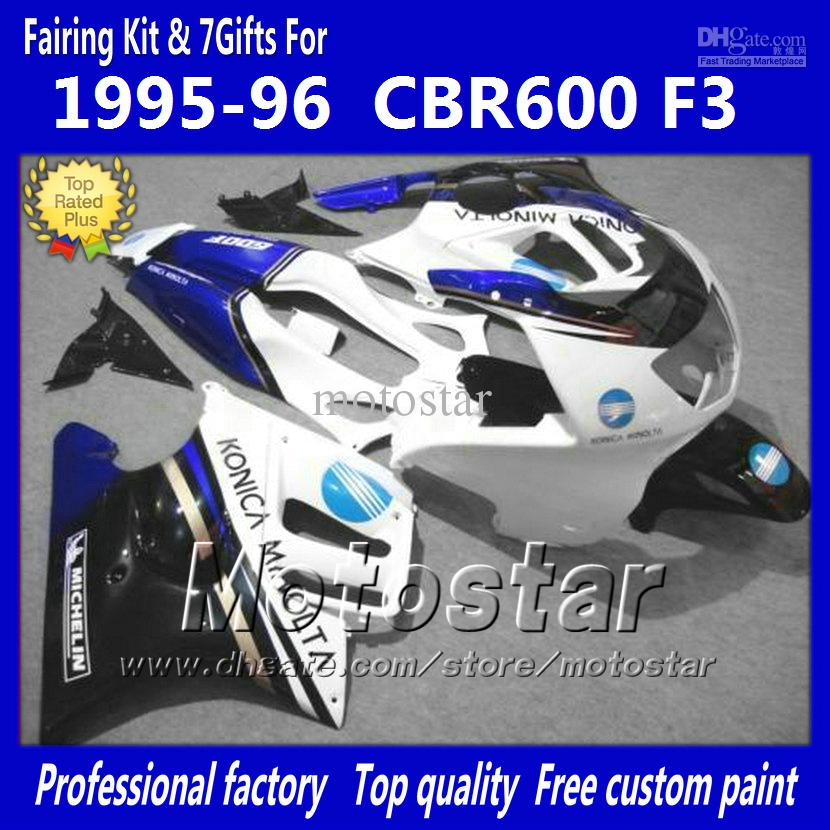 ABS plastic fairings set for HONDA CBR600F3 95 96 CBR600 F3 1995 1996 CBR 600 F3 95 96 glossy white black fairings