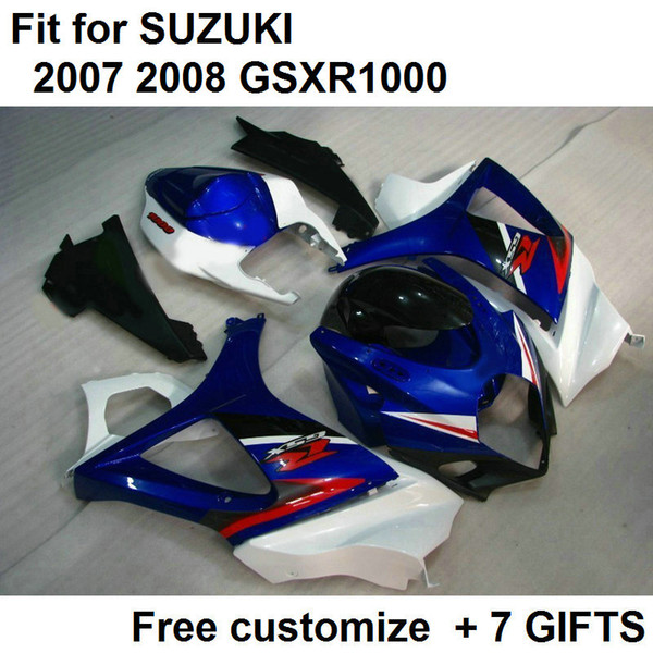 Free shipping fairing kit for 07 08 GSXR 1000 SUZUKI GSXR1000 2007 GSX-R1000 2008 blue white Corona bodywork fairings K7 GH63 +Seat cowl