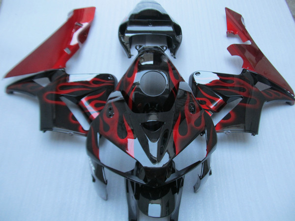 Injection molding fairing kit for Honda CBR600RR 05 06 red flames black fairings set CBR600RR 2005 2006 OT03