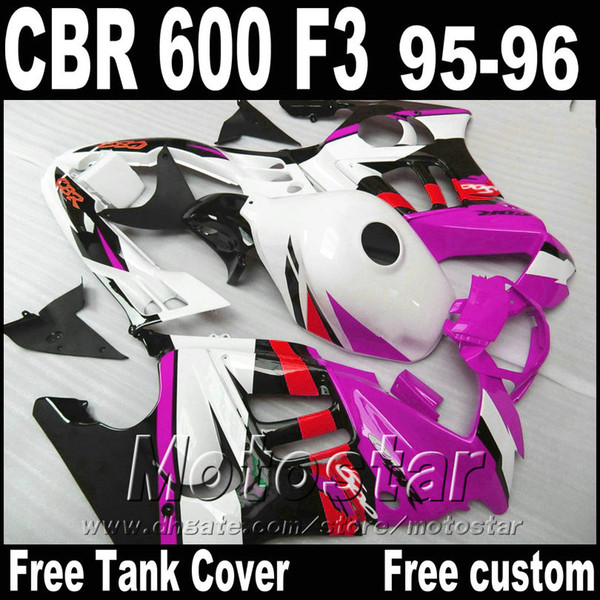 ABS plastic fairings set for HONDA 1995 1996 CBR600 F3 aftermarket CBR 600 95 96 purple white black fairing kit ZB92