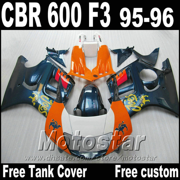 High quality fairing kit for HONDA CBR600 F3 95 96 motorcycle fairings CBR 600 F3 1995 1996 orange blue bodywork set