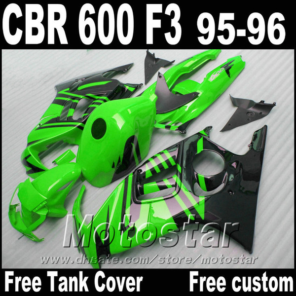 Popular body kits for HONDA CBR600 F3 fairings 1995 1996 green black custom fairing kit CBR 600 95 96 ZB87