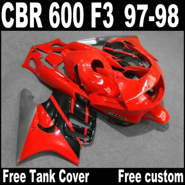 High quality fairings set for HONDA CBR600 F3 1997 1998 red silver black bodykits CBR 600 97 98 fairing kit QY2