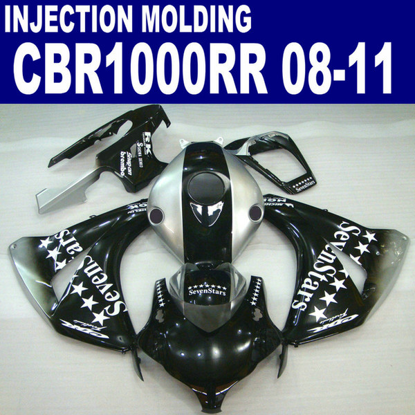 Injection molding for HONDA CBR1000RR fairing kit 2008 2009 2010 2011 black Sevenstars CBR 1000RR plastic fairings 08 09 10 11 #U19