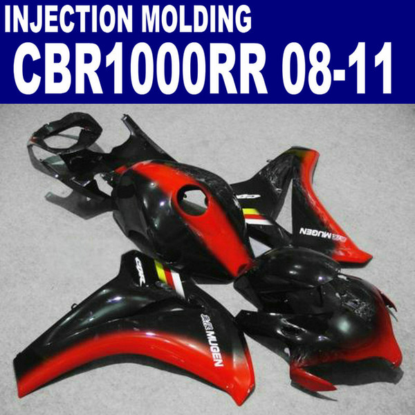 Injection molding Customize fairing kit for HONDA CBR1000RR 2008 - 2011 red black CBR 1000RR 08 09 10 11 fairings set #U58